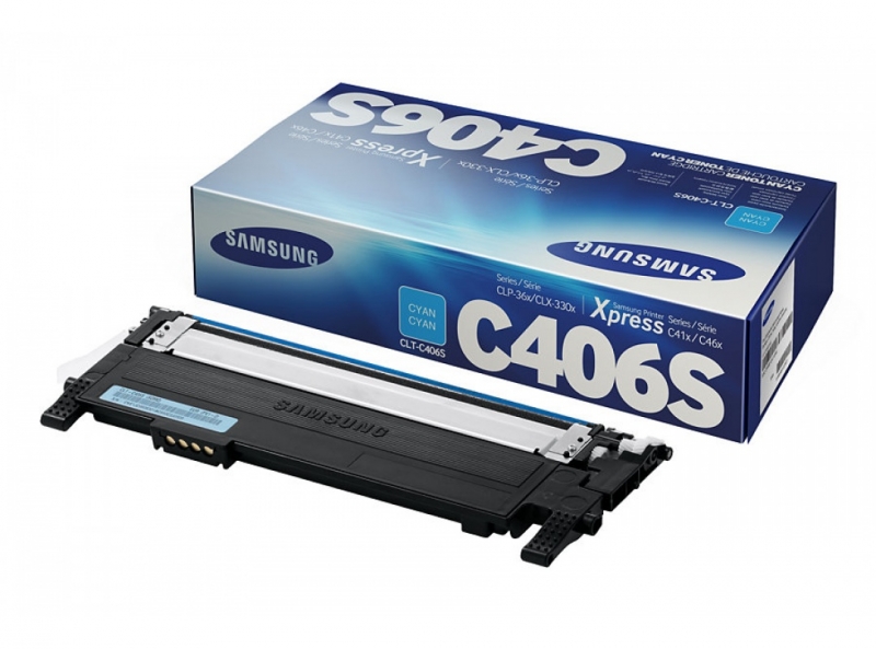 Картридж CLT-C406S для Samsung CLP-360/365/CLX-3300/3305/SL-C410/460 голубой - фото - 1