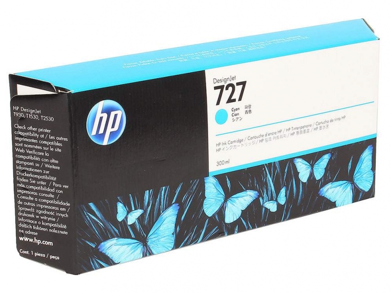 Картридж HP F9J76A № 727 для DJ T920/T930/T1530/T2500/T2530 300ml cyan - фото - 1